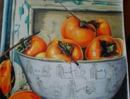 彩铅画水果之柿子的画法