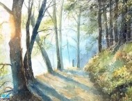 水彩画手绘森林与自然