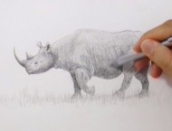 铅笔素描画犀牛