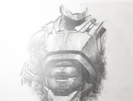 用自动铅笔素描画钢铁侠盔甲
