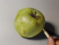 彩铅手绘逼真的青苹果教程