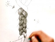 素描画女生的马尾辫