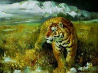 油画作品之老虎的绘画示范